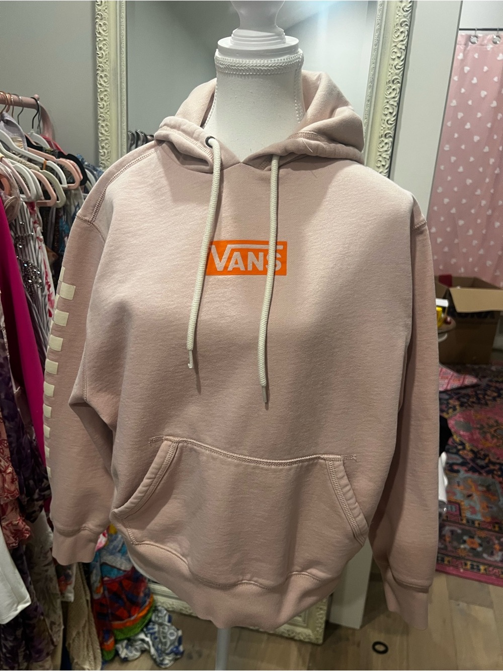 Vans Light Pink Pullover Hoodie with Black Tag